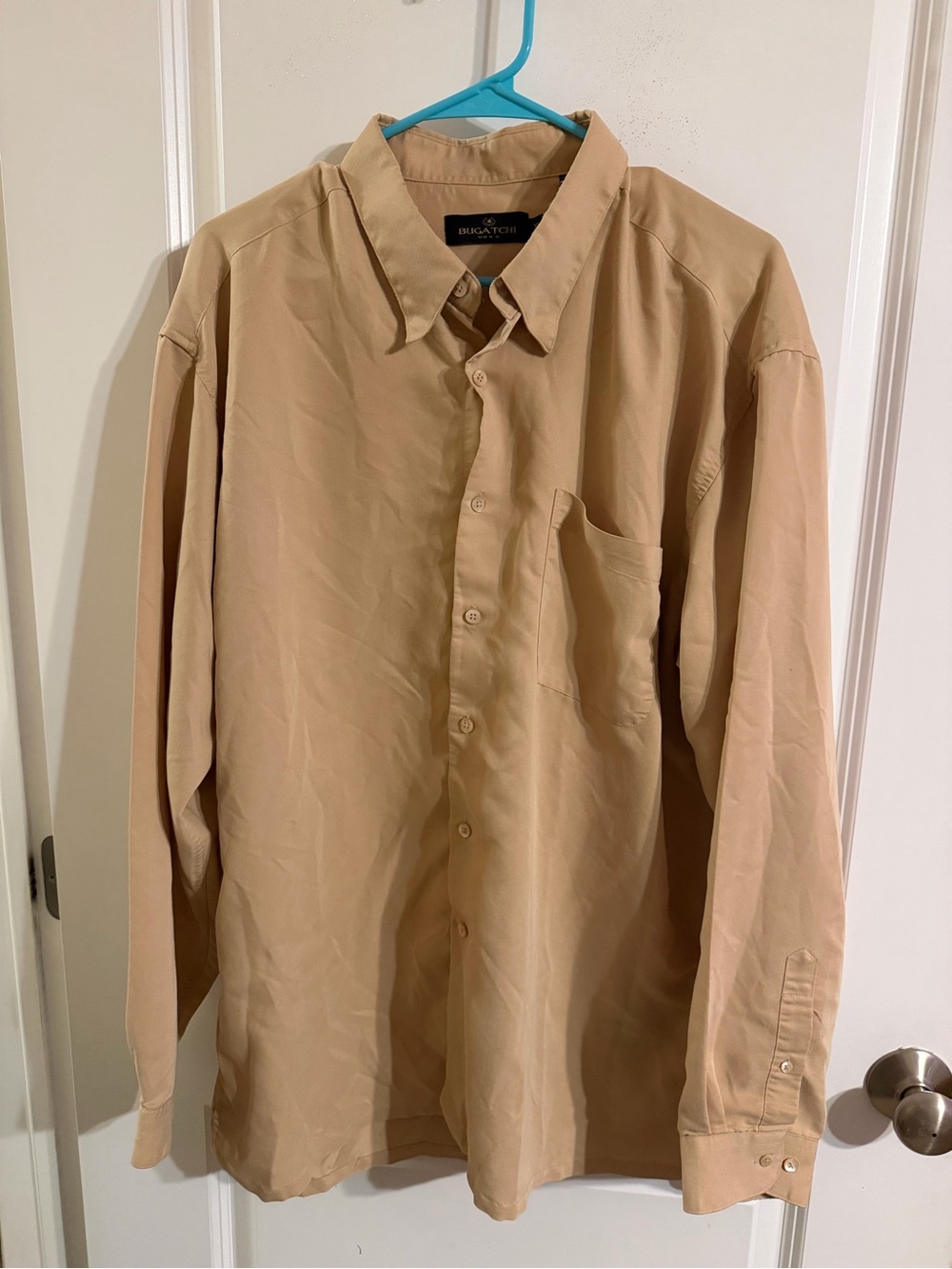 Bugatchi Men's Beige Button-Down Long Sleeve Shirt